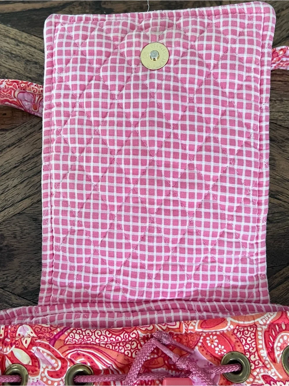 Vera Bradley Original Drawstring Backpack, Sherbet Pink & Orange Paisley